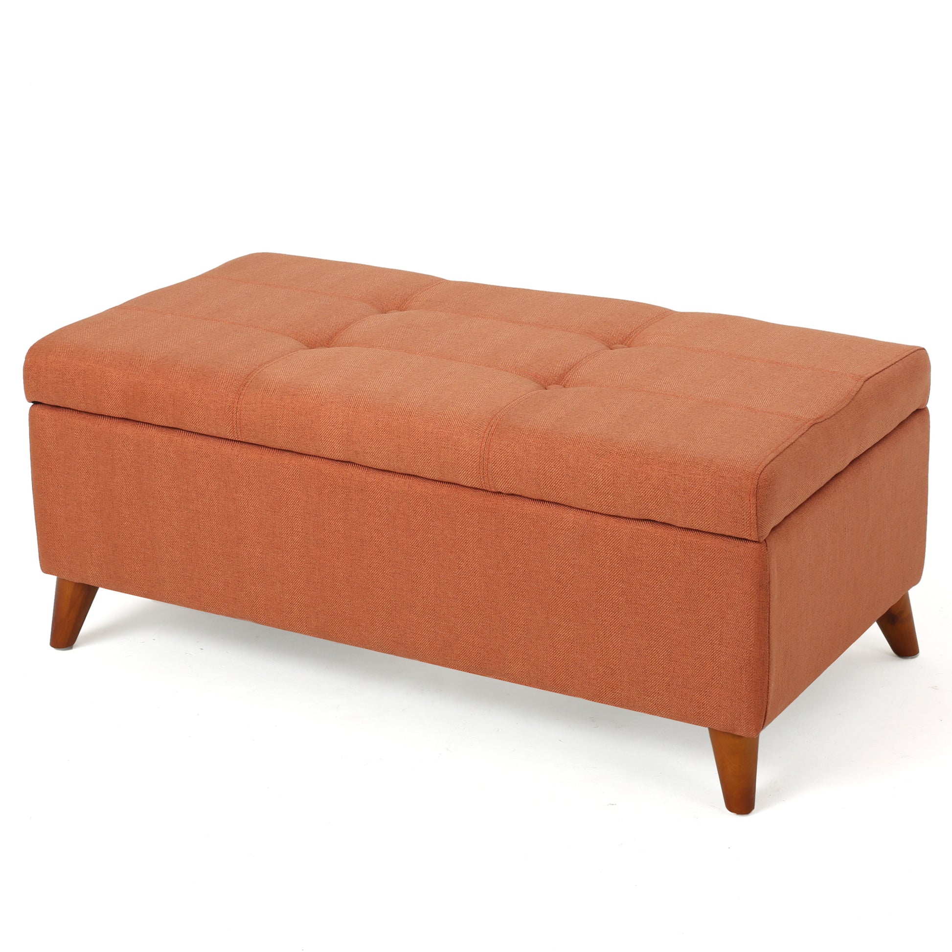 Storage Ottoman Orange Fabric