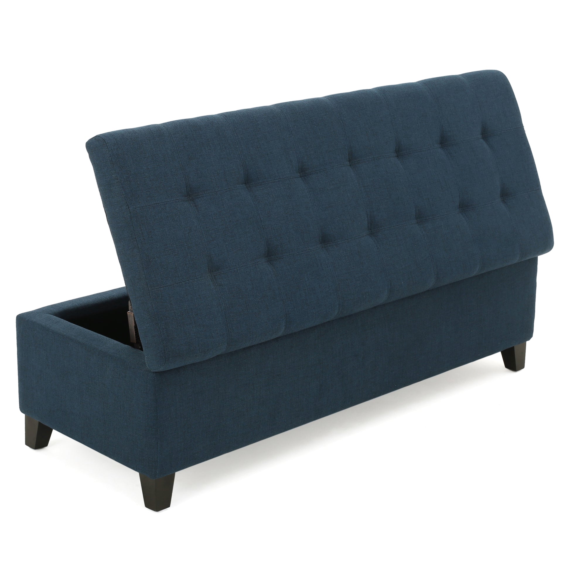 Storage Ottoman Navy Blue Fabric