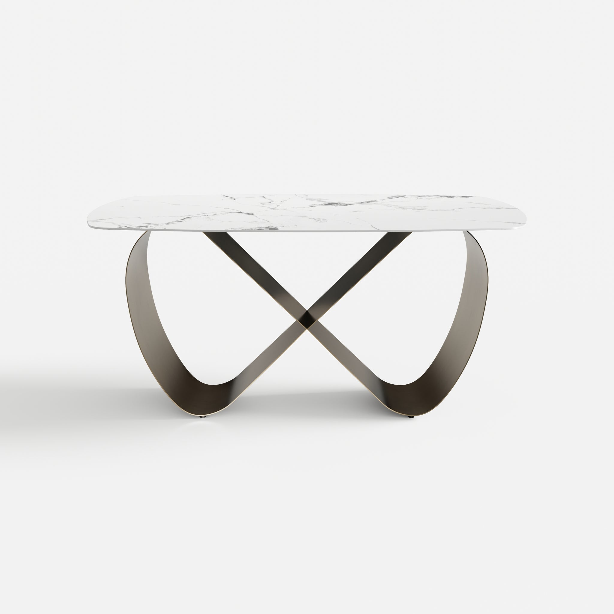 Butterfly Shaped Base 1.6m Sintered Stone Dining Table gold+white-sintered stone