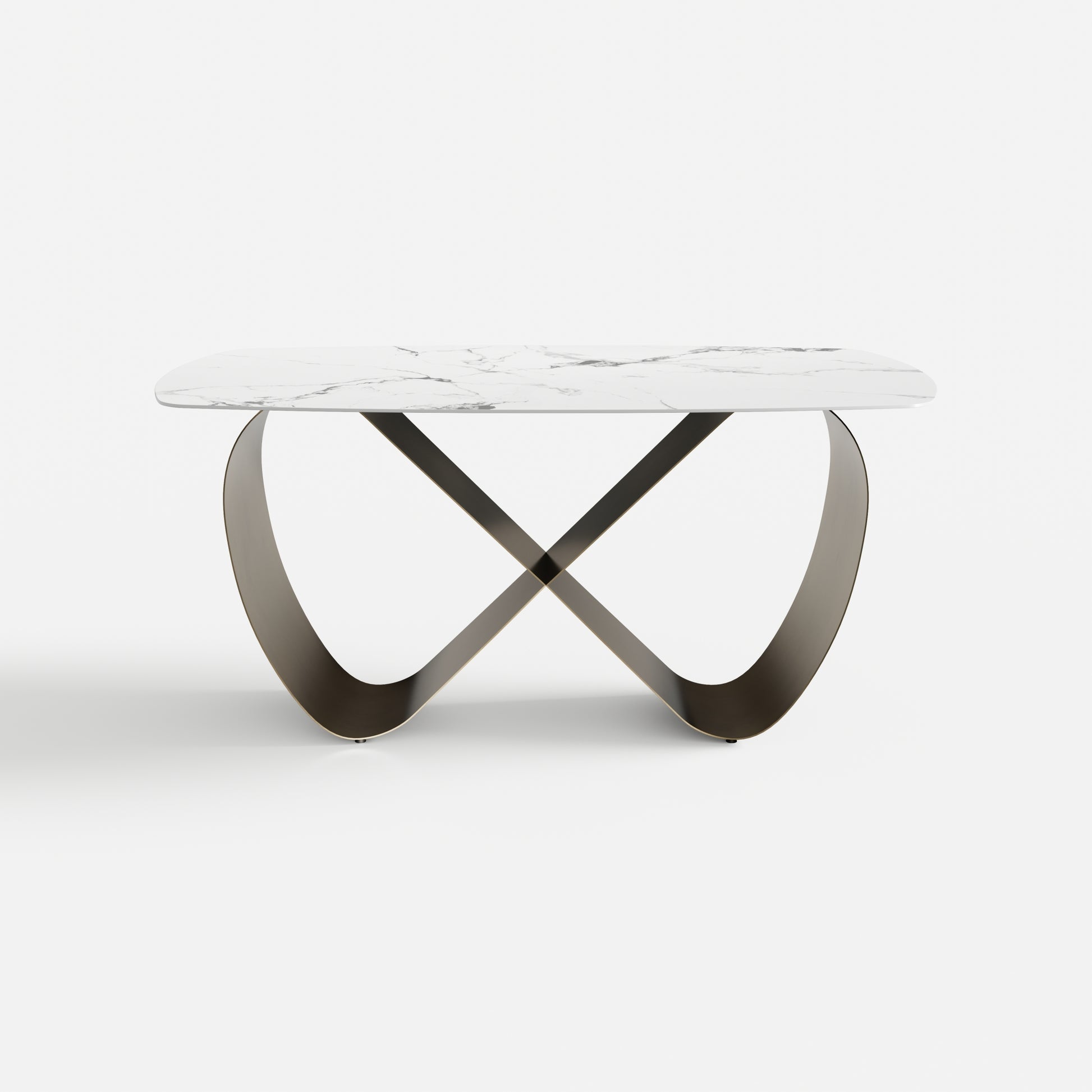 Butterfly Shaped Base 1.6m Sintered Stone Dining Table gold+white-sintered stone