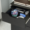 3 Drawer Mobile File Cabinet, Rolling Printer Stand, Vertical Filing Cabinet, Black Black Particle Board