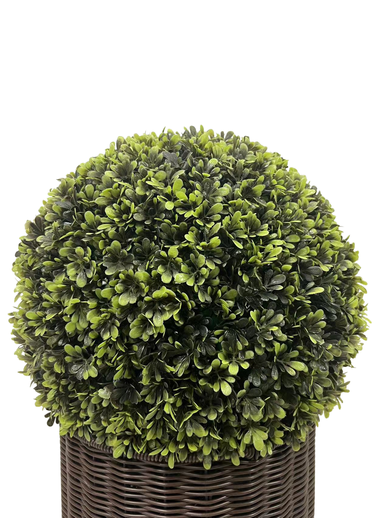 20" Ball Topiary In Woven Pot, Artificial Faux Plant For Indoor And Outdoor Green Plastic