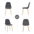 Light Grey Modern Fabric Chairs With Wood Transfer Metal Leg Set Of 4 Light Gray Metal