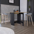 Folding Dining Table Evart, Living Room, Black Macadamia Multicolor Particle Board Engineered Wood