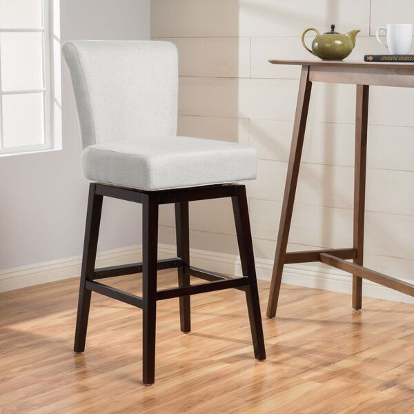 Swivel Counter Stool Beige Black Fabric