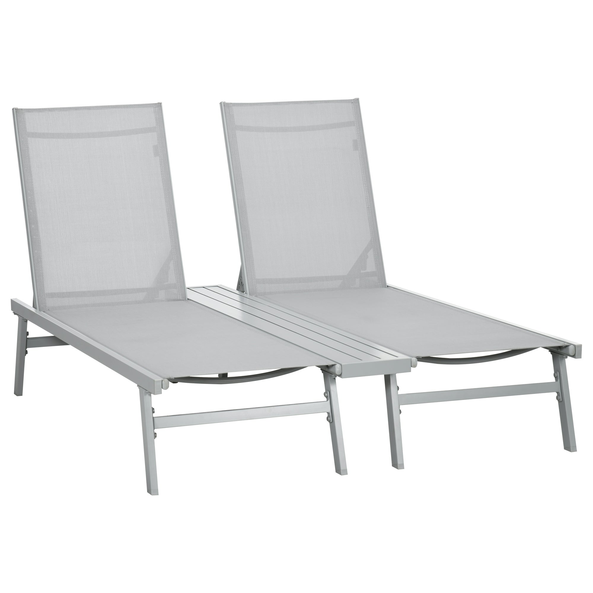 Chaise Lounge Pool Chairs Set of 2, Aluminum