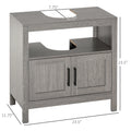 Kleankin Pedestal Sink Storage Cabinet, Bathroom Under Sink Cabinet With 2 Doors And Open Shelf, Bathroom Vanity, Gray Gray Particle Board