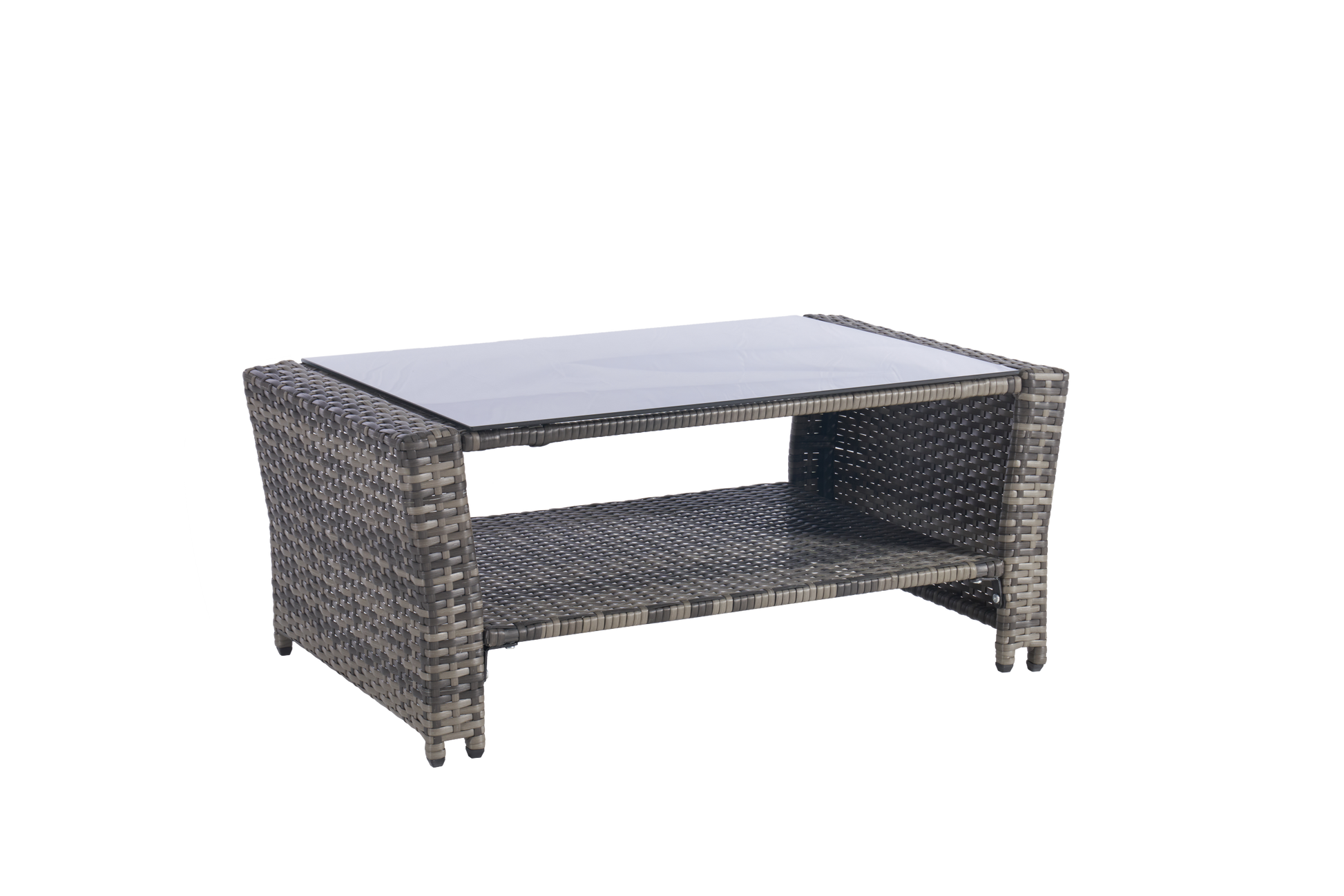 4 Pieces Outdoor Patio Furniture Sets Garden Rattan Chair Wicker Set, Poolside Lawn Chairs With Tempered Glass Coffee Table Porch Furniture, Gray Rattan Dark Blue Color Cushion Yes Complete Patio Set Dark Gray Water Resistant Frame Water Resistant