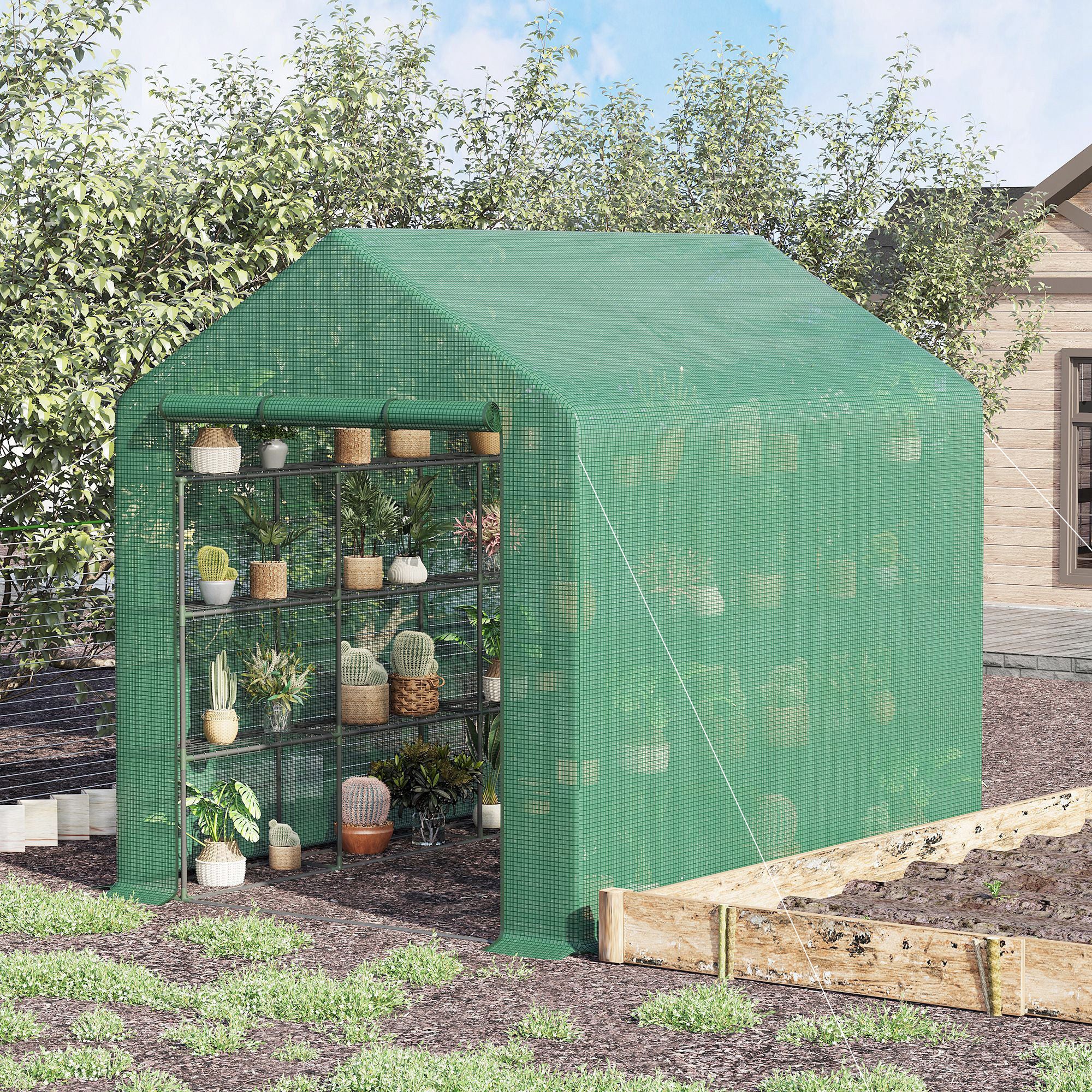 Walk in Greenhouse for Outdoors with Roll up