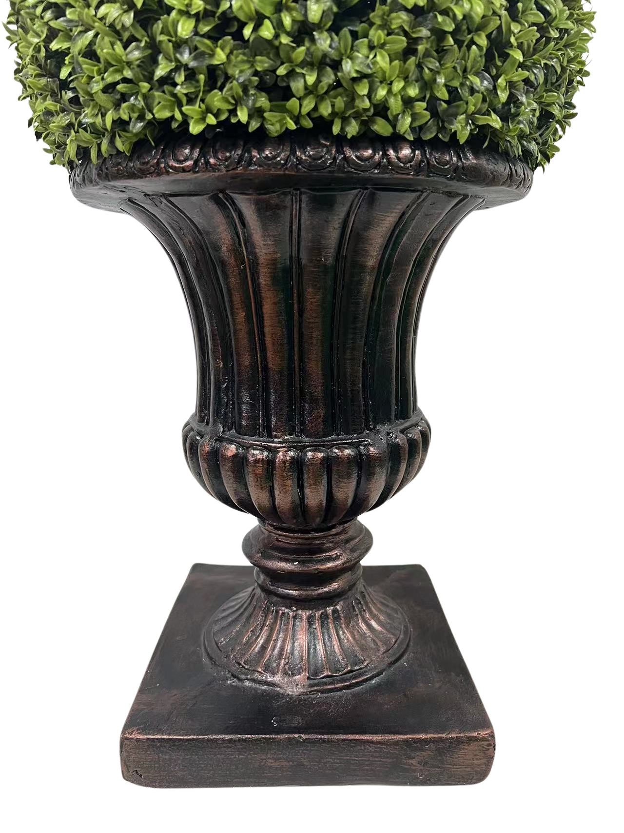 32" Ball Topiary in Brown Pedestal Pot,