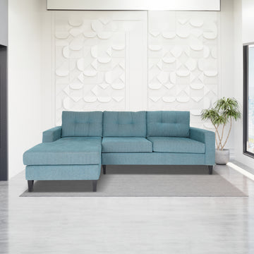 Blue L Shaped Sectional Sofas For Living Room, Modern Sectional Couches For Bedrooms, Apartment With Solid Wood Frame Polyester Nylon Blue Wood Foam Polyester