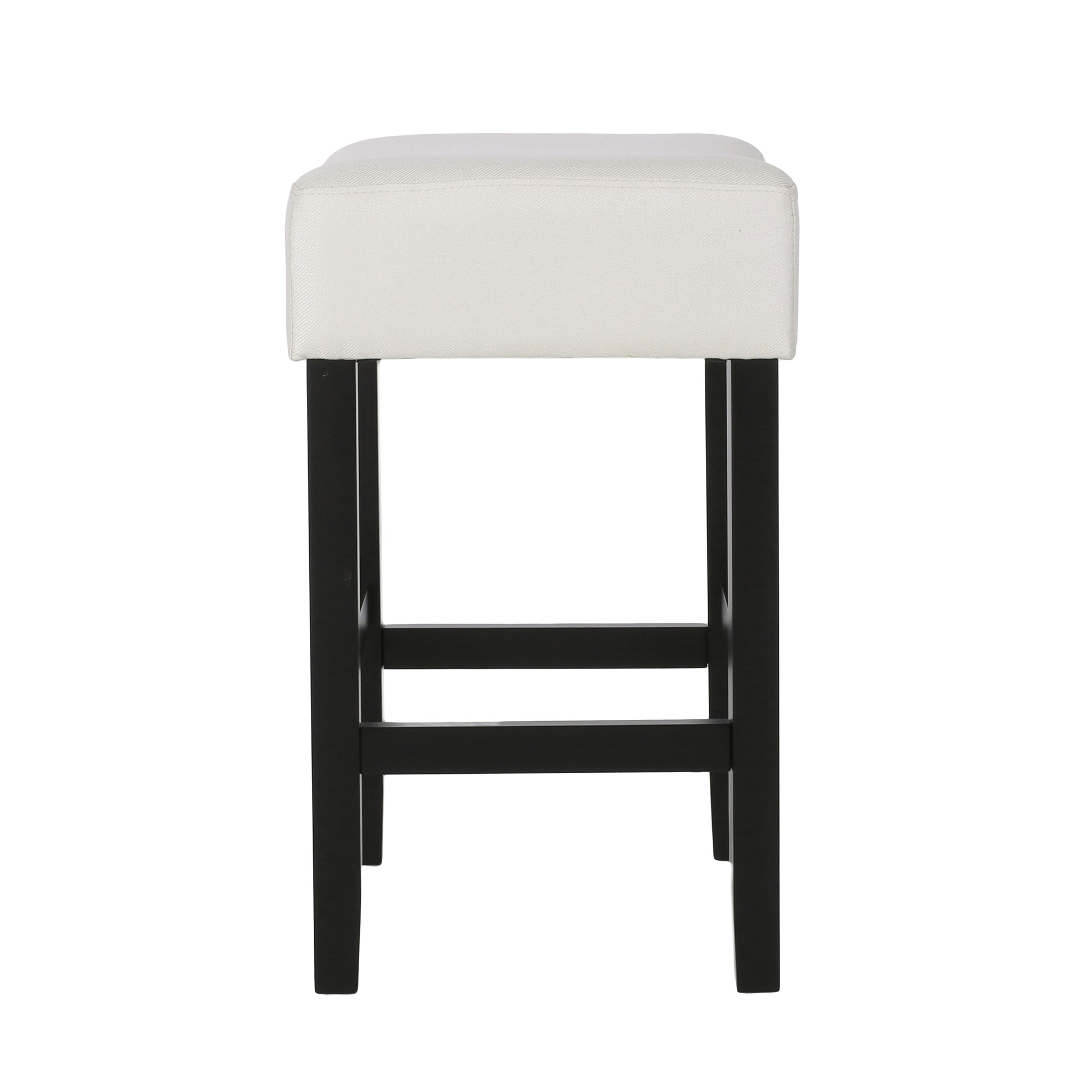 Set Of 2, 26.75" Backless Leather Counter Height Barstool, Beige Beige Fabric