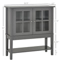 Coffee Bar Cabinet, Modern Sideboard Buffet Cabinet, Kitchen Cabinet With 2 Glass Doors, Adjustable Inner Shelving And Bottom Shelf, Grey Charcoal Grey Mdf