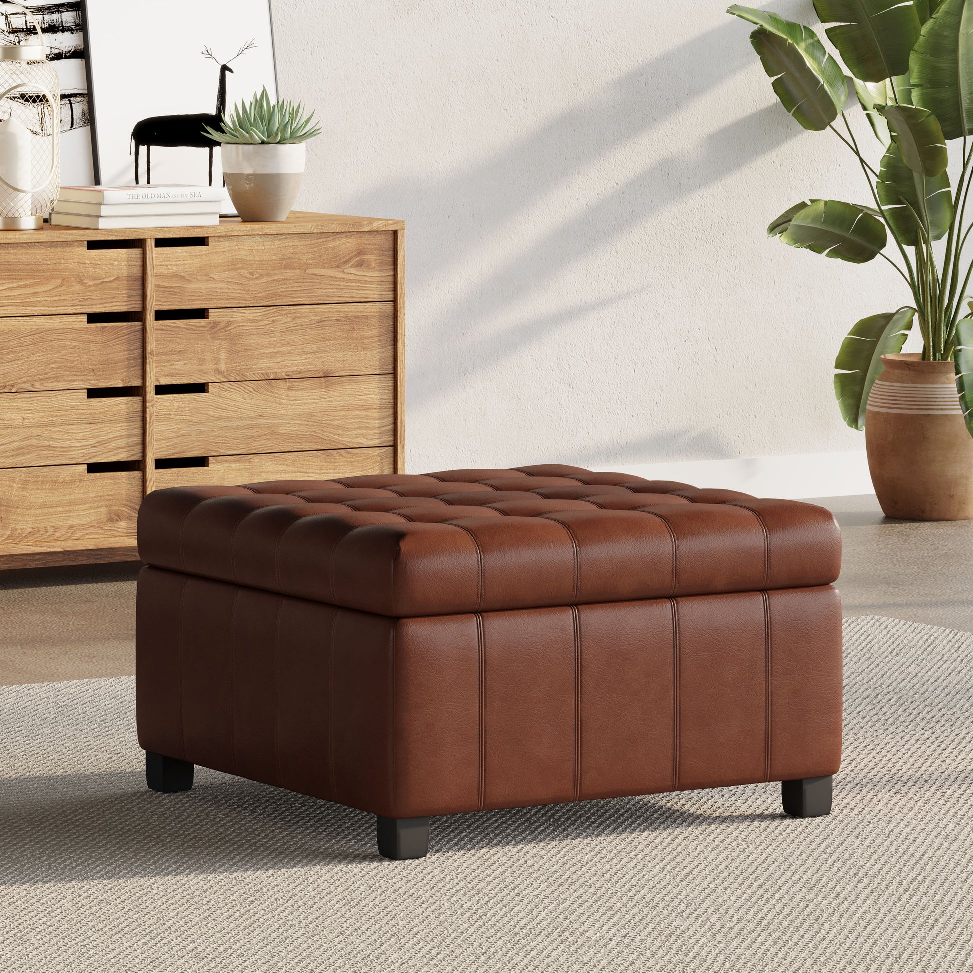 Isabella Ottoman Light Brown Pu