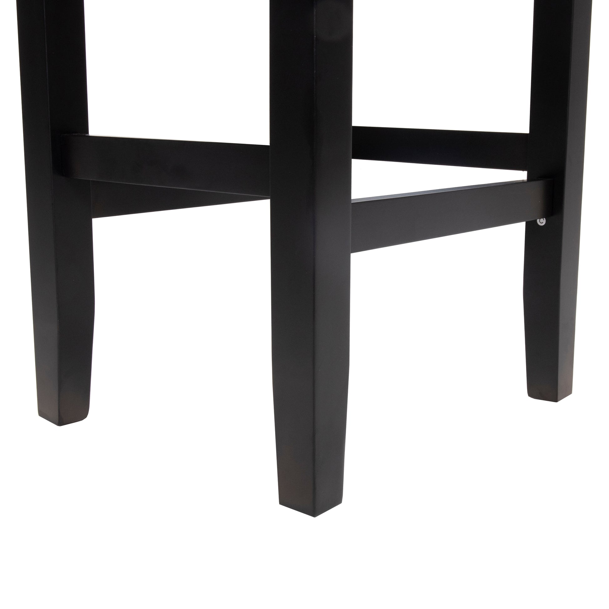 26" Backless Leather Counter Stools, 2 Pcs Set, Black Black Leather