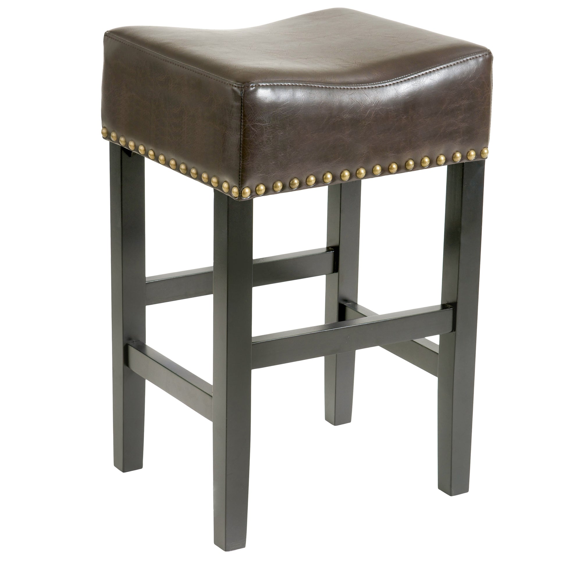 30 Inch Backless Brown Leather Counter Stool Set Of 2 Brown Set Of 2 Leather