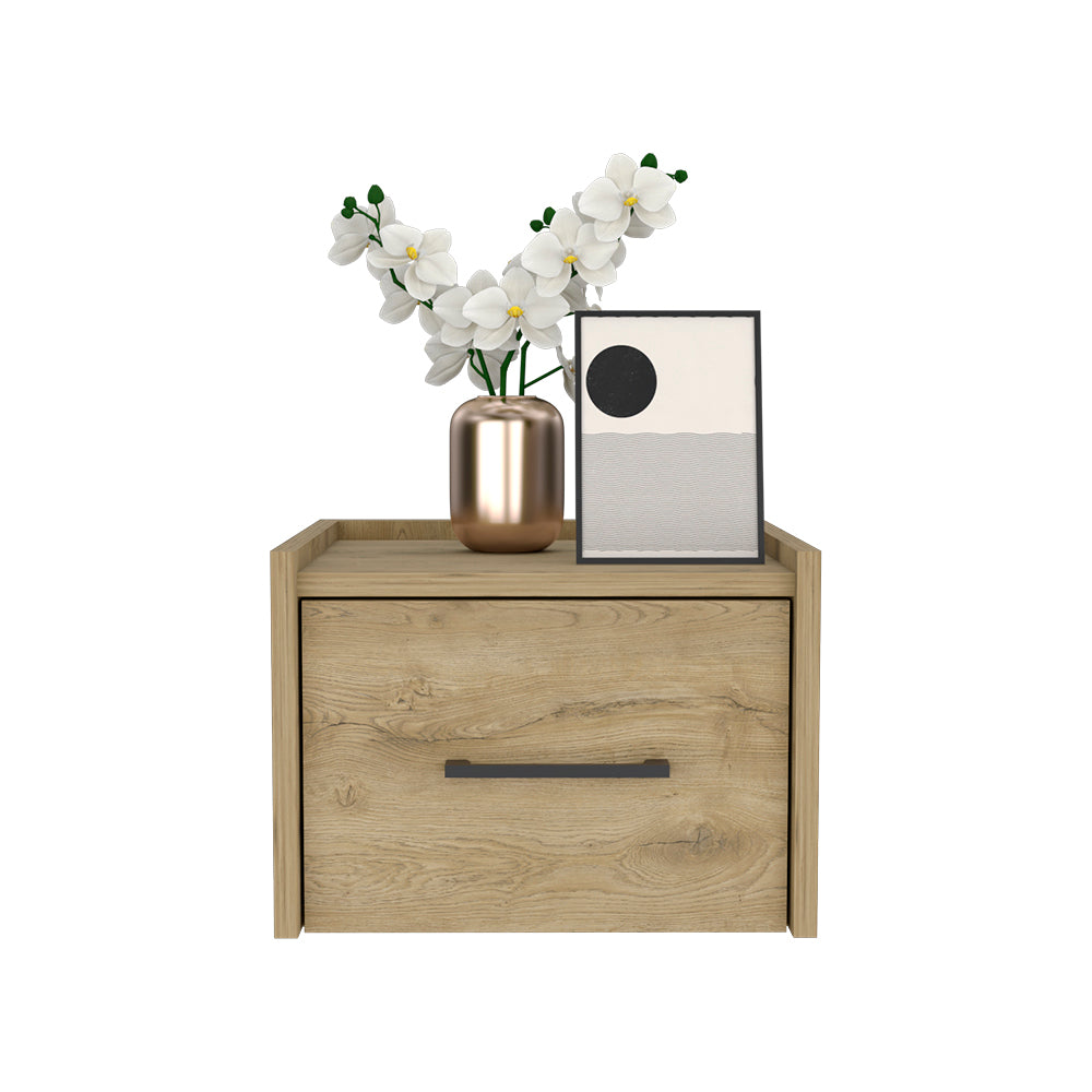 Floating Nightstand Calion, Bedroom, Macadamia Beige Particle Board Engineered Wood