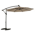 10Ft Solar Led Offset Hanging Market Patio Umbrella Khaki No Khaki Garden & Outdoor Steel