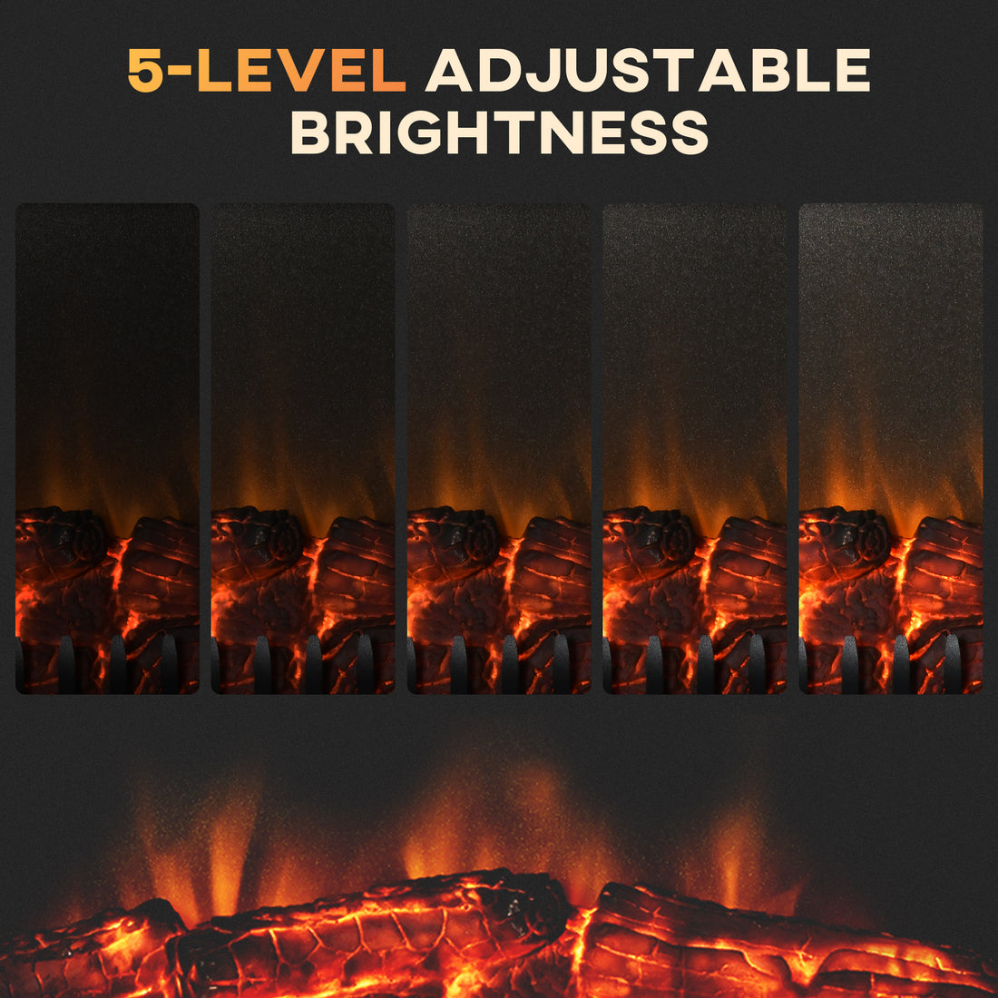 24" Electric Fireplace Insert, Retro Recessed Fireplace Heater With Realistic Flame, Remote Control And Adjustable Brightness, 750 1500W, Black Black Steel