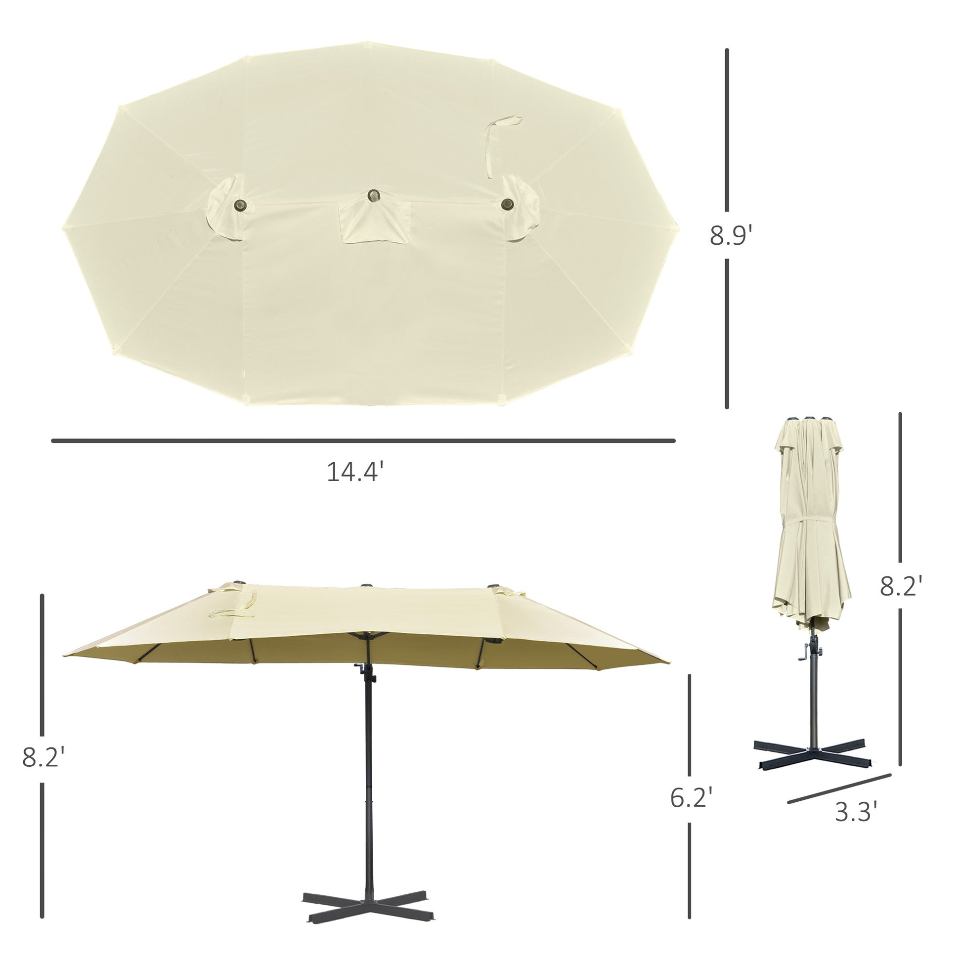14 double-sided twin patio umbrella 14Ft Patio Umbrella Double Sided Outdoor Market Extra Large Umbrella W