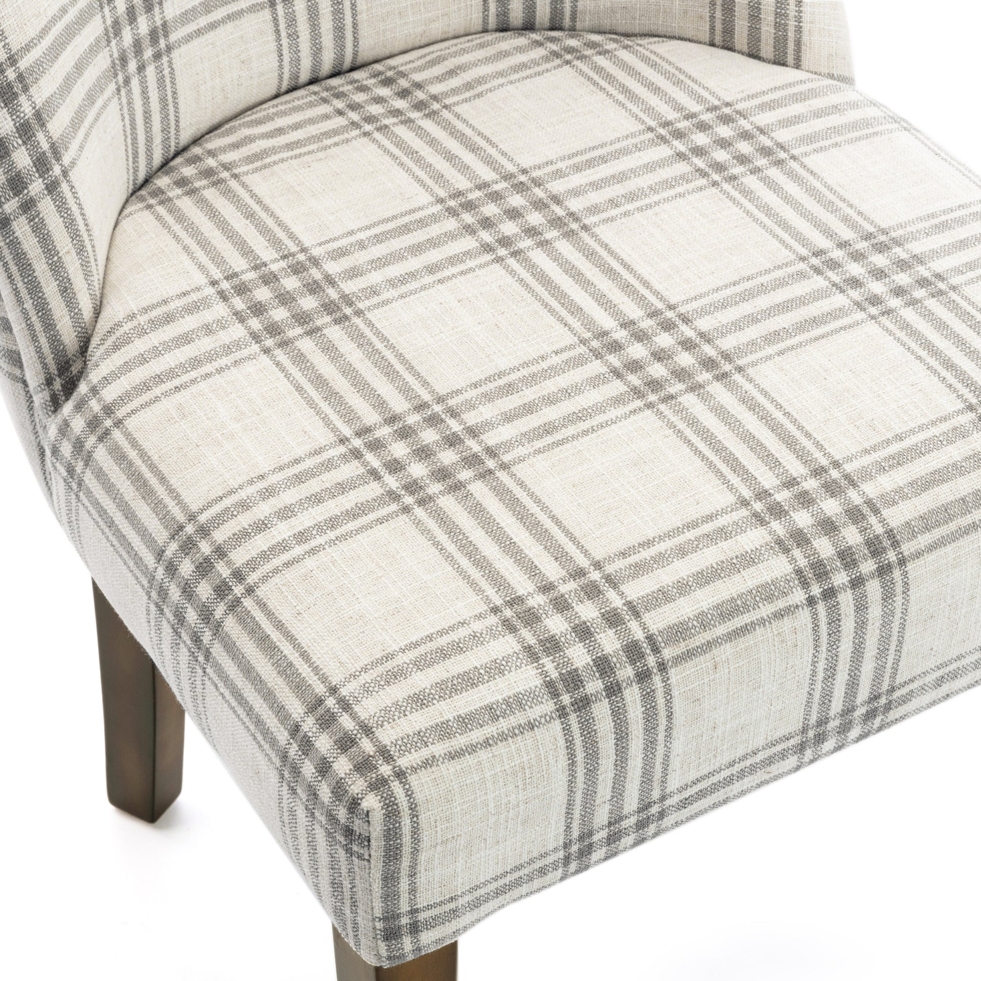 Dining Chair Grey Plaid Fabric