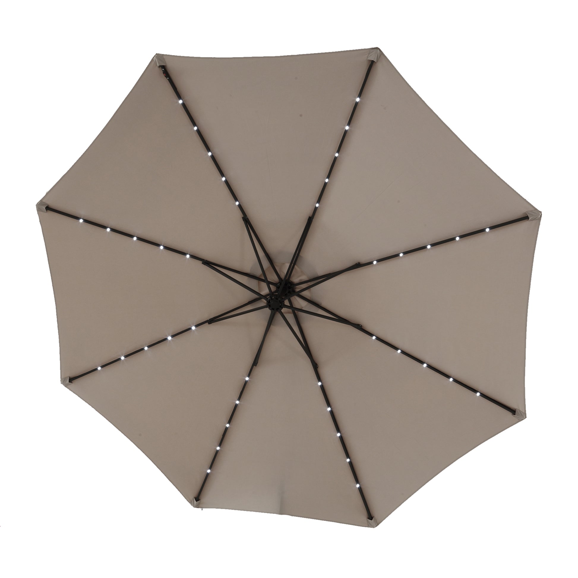 10Ft Solar Led Offset Hanging Market Patio Umbrella Khaki No Khaki Garden & Outdoor Steel