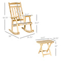 2 Pieces Wood Patio Bistro Set, Outdoor Rocking Chair Set With Armrests And High Back Rocking Chair And Portable Side Table, For Indoor, Outdoor, Patio, Backyard, Natural Natural Wood