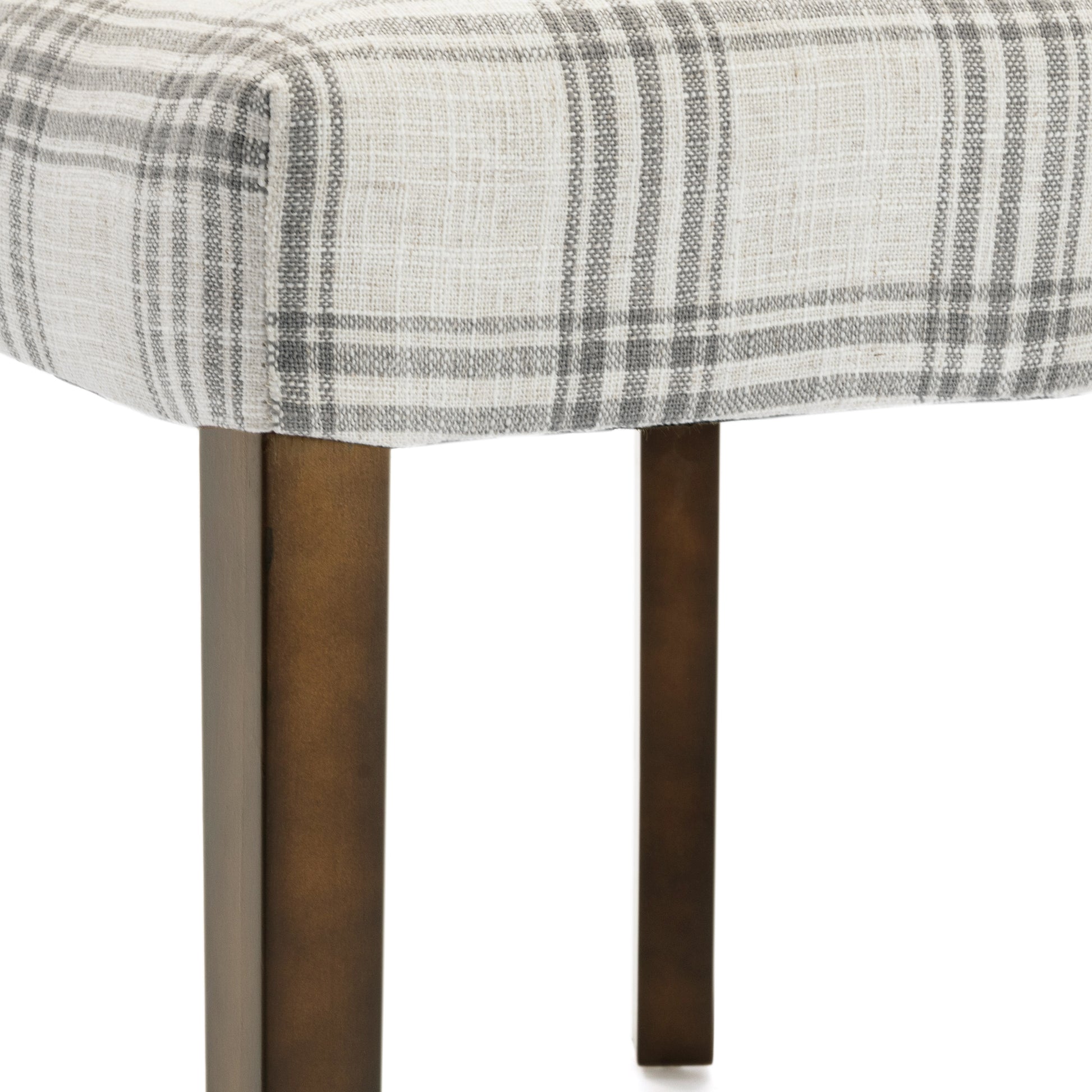 Dining Chair Grey Plaid Fabric