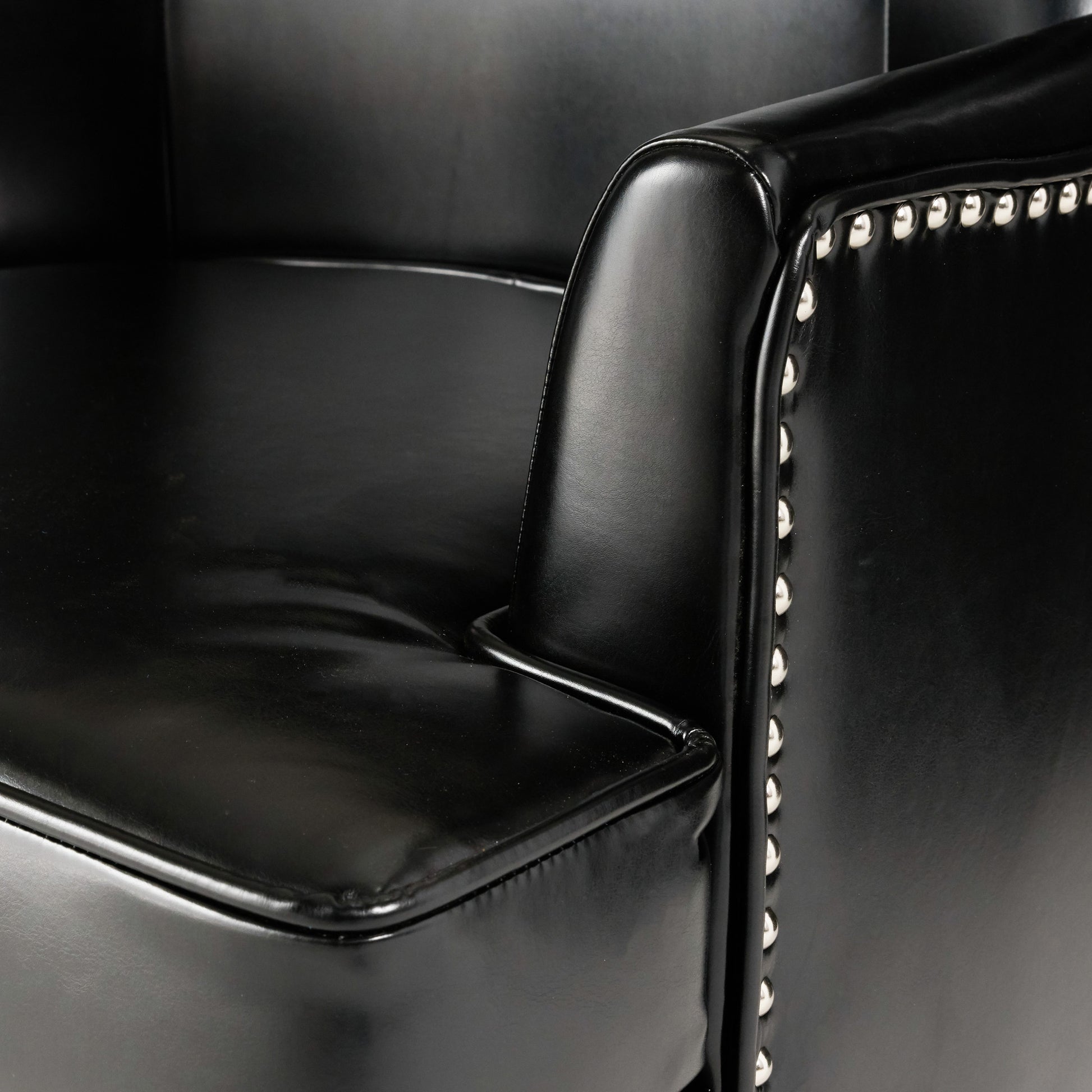 Canterbury Hi Back Wing Chair Black Leather