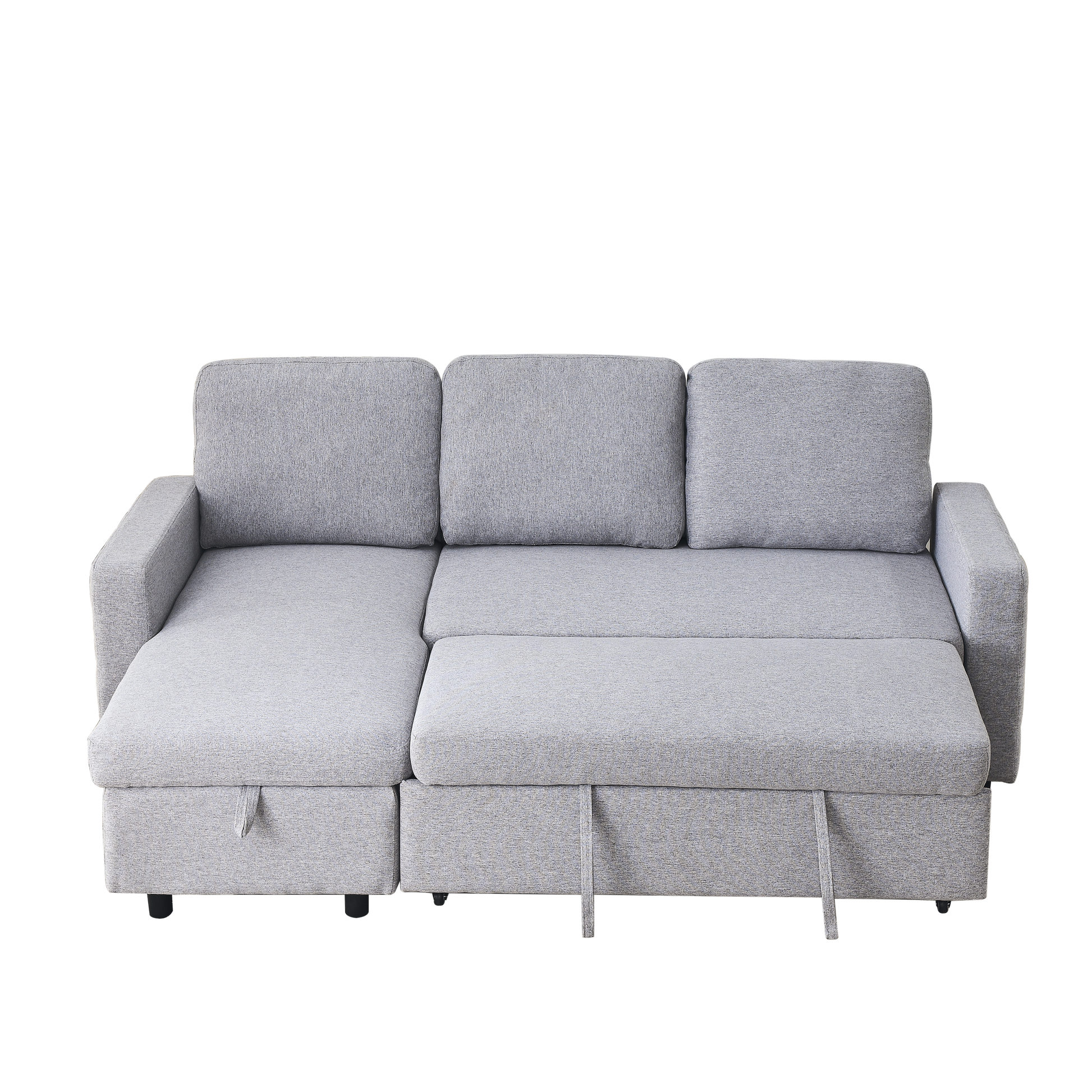Fx 78.8" Reversible Sleeper Combo Sofa With Pullout Bed, Comfortable Linen L Shaped Combo Sofa Sofa Bed, Living Room Furniture Sets For Tight Spaces Light Gray Linen Wood Primary Living Space Foam Fabric 3 Seat