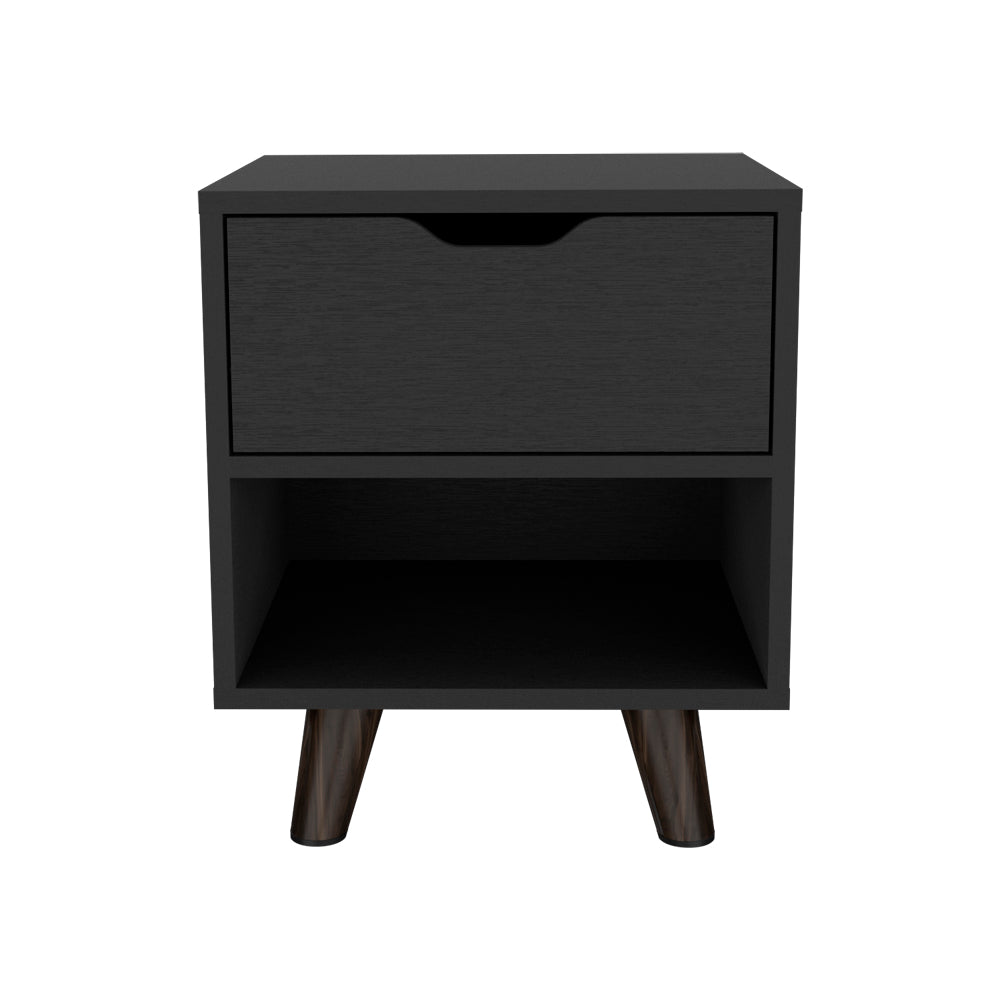 Nightstand Carleen, Bedroom, Black Black Particle Board Engineered Wood