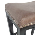 Tiffin Studded Counter Stool Mp2 Set Of 2 Grey Fabric