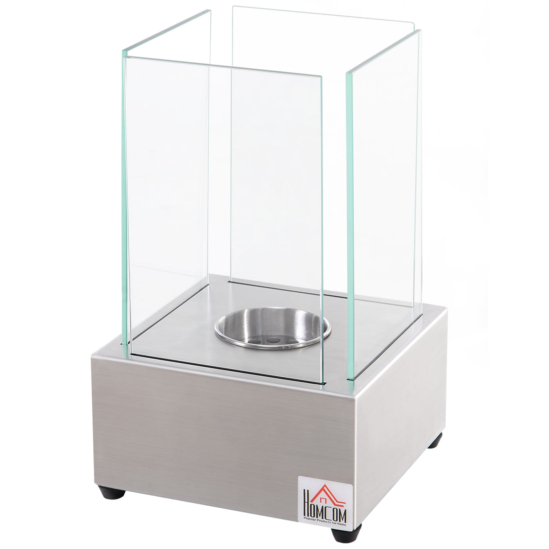 Ethanol Fireplace, 7.75" Tabletop 0.10 Gal Stainless Steel 160 Sq. Ft., Burns Up To 2 Hours, Silver Silver Stainless Steel