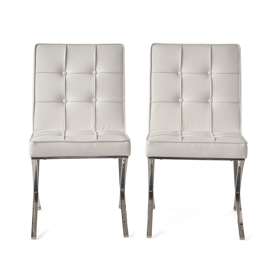 Pavilion Dining Chair Set Of 2 White Foam Leather