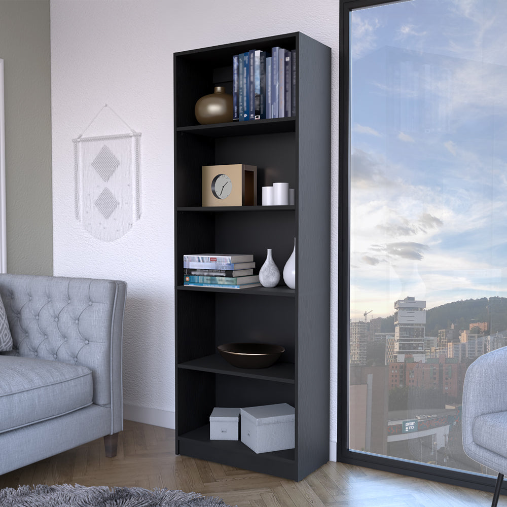 Bookcase 4 Shelves Benzoni, Office, Black Black Particle Board Engineered Wood