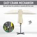 14Ft Patio Umbrella Double Sided Outdoor Market Extra Large Umbrella With Crank, Cross Base For Deck, Lawn, Backyard And Pool, Off White White Polyester