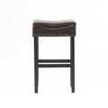 30 Inch Bonded Leather Backless Bar Stool Set Of 2 , Brown Brown Bar Stools Set Of 2 Leather