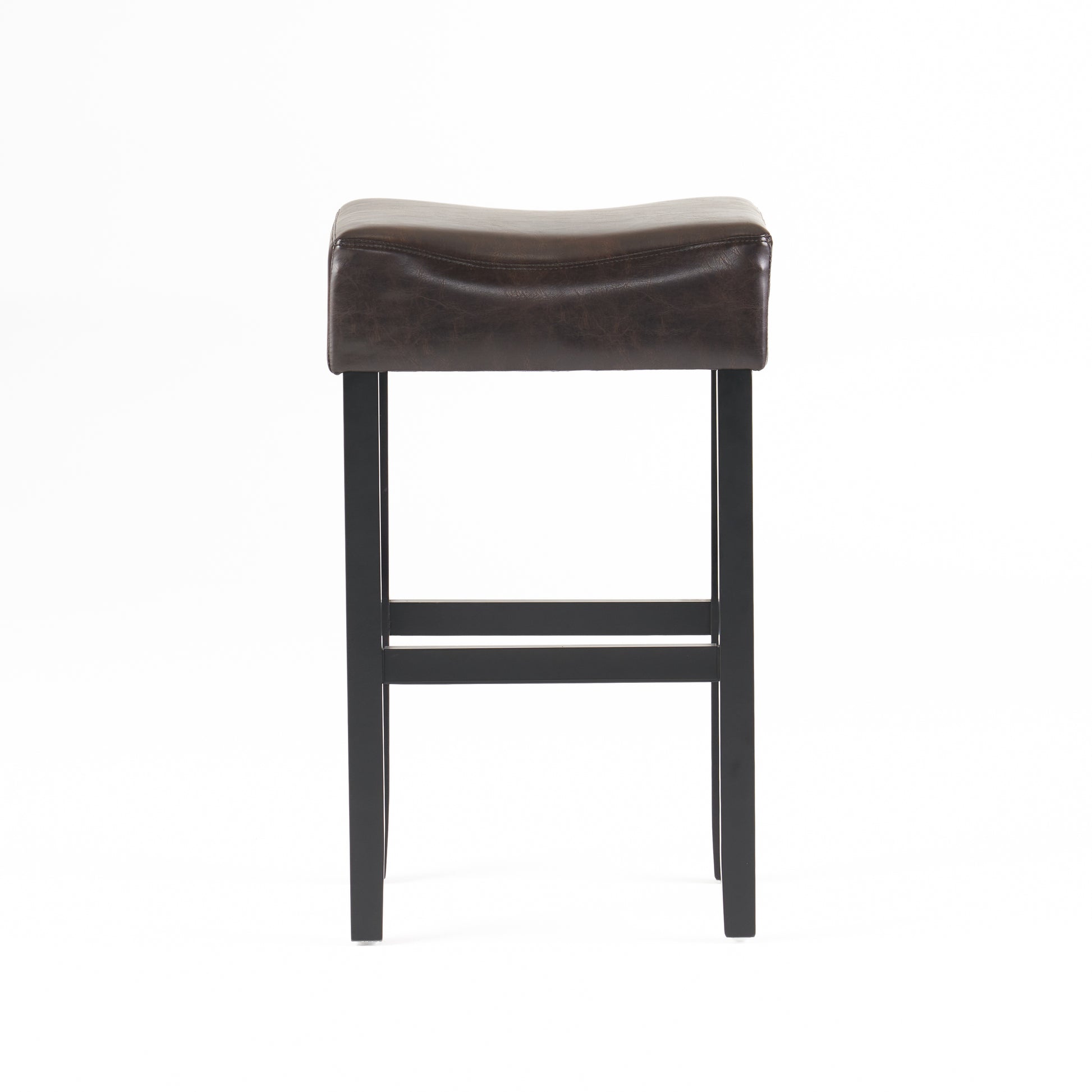 30 Inch Bonded Leather Backless Bar Stool Set Of 2 , Brown Brown Bar Stools Set Of 2 Leather