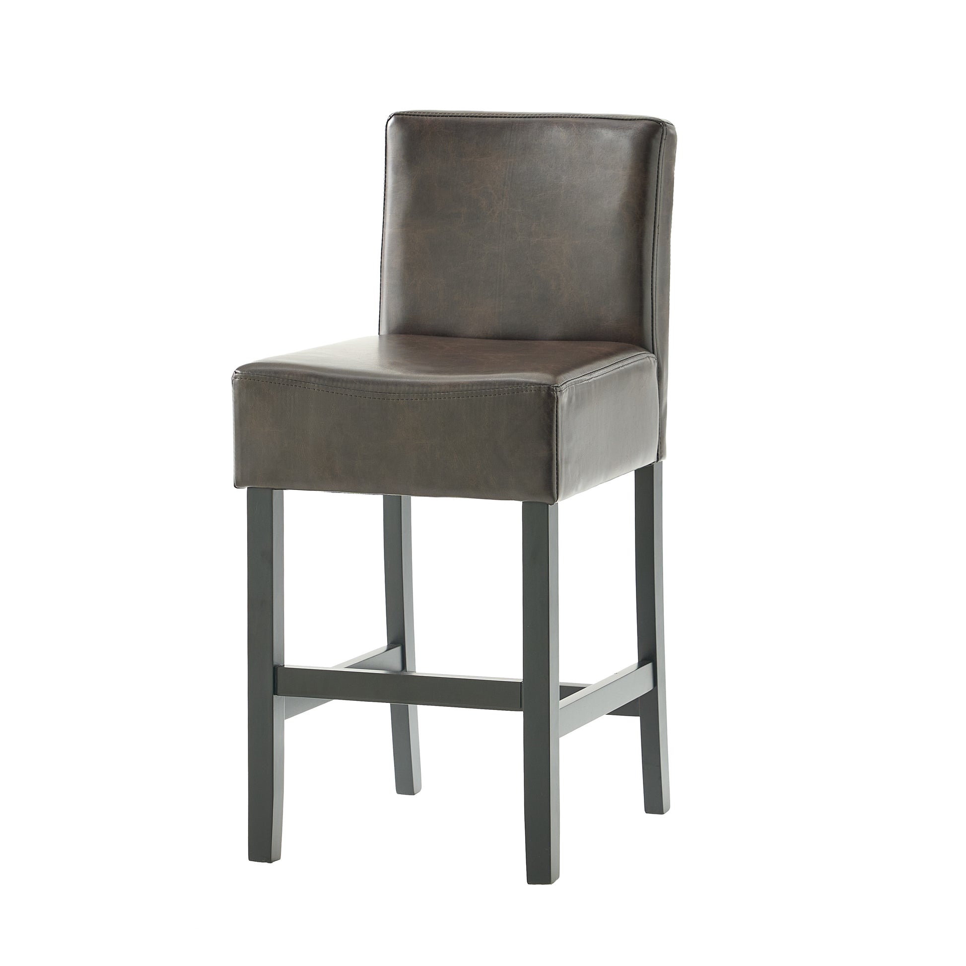 Set Of 2 26" Portman Bonded Leather Counter Height Barstool, Brown Brown Set Of 2 Leather