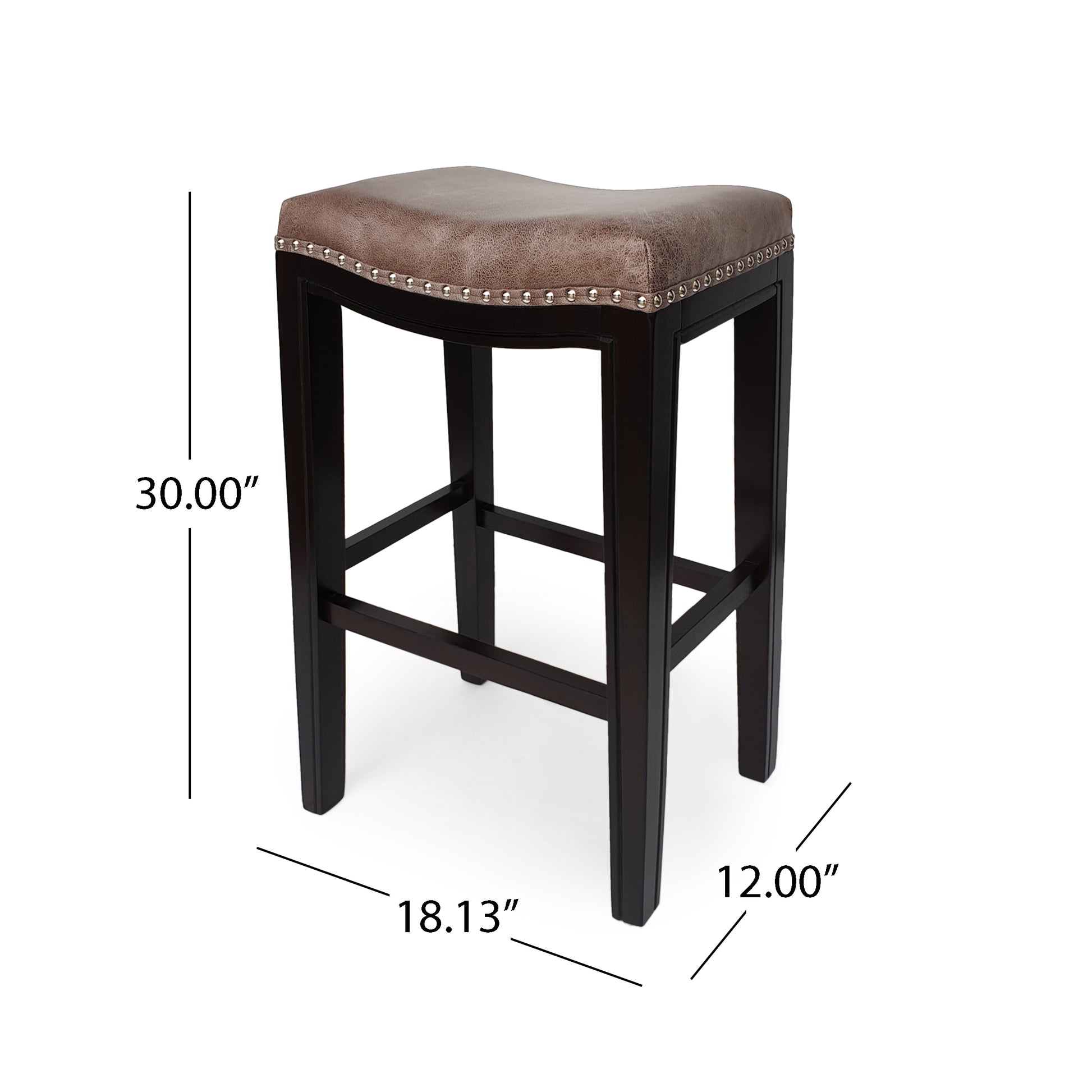 Tiffin Studded Barstool Mp2 Set Of 2 Grey Fabric