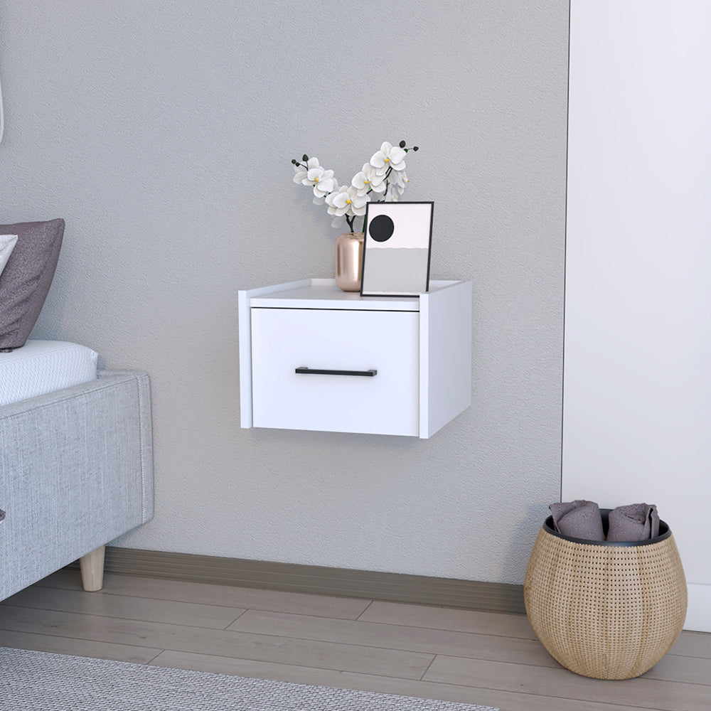 Floating Nightstand Calion, Bedroom, White White Particle Board Engineered Wood