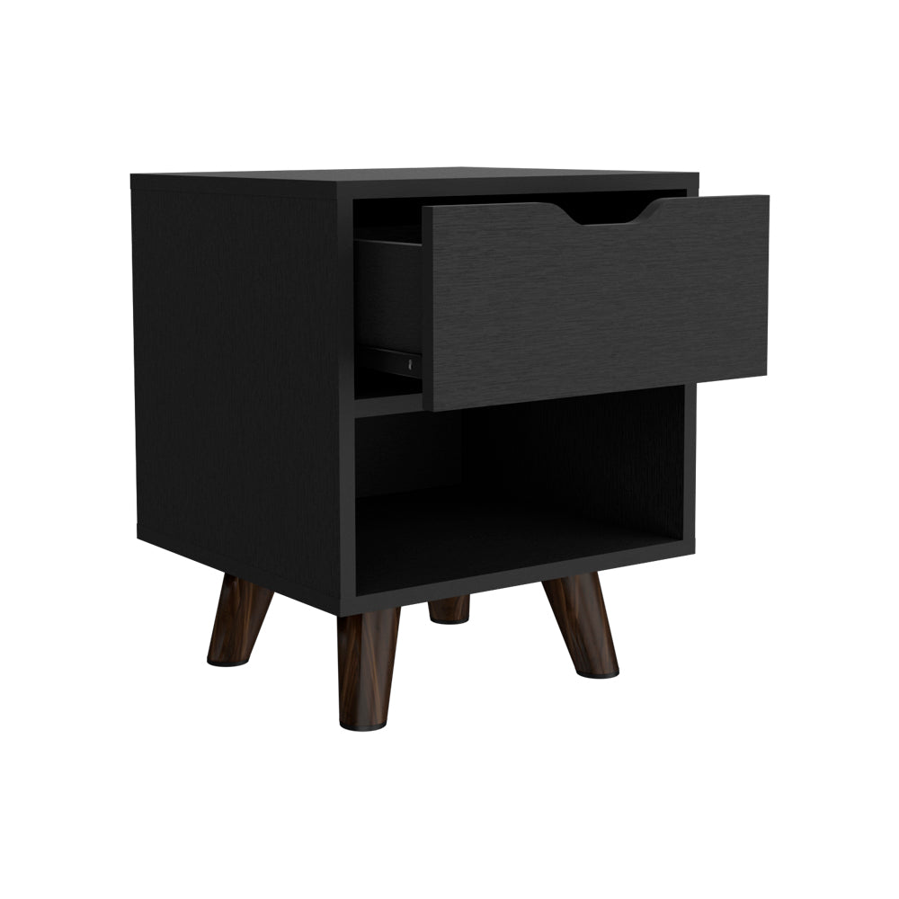 Nightstand Carleen, Bedroom, Black Black Particle Board Engineered Wood