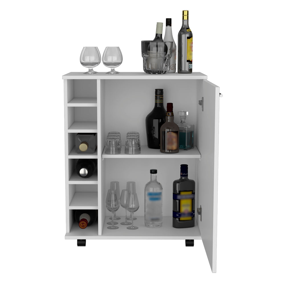 Bar Cart Cisco, Living Room, White white-particle board-engineered wood