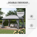 10' X 13' Patio Gazebo Canopy, Double Vented Roof, Steel Frame, Curtain Sidewalls, Outdoor Sun Shade Shelter For Garden, Lawn, Backyard, Deck, Gray Gray Steel