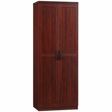 63" 2 Door Kitchen Pantry, Freestanding Storage Cabinet With 5 Tier Shelving And 2 Adjustable Shelves For Dining Room, Cherry Wood Color Espresso Particle Board