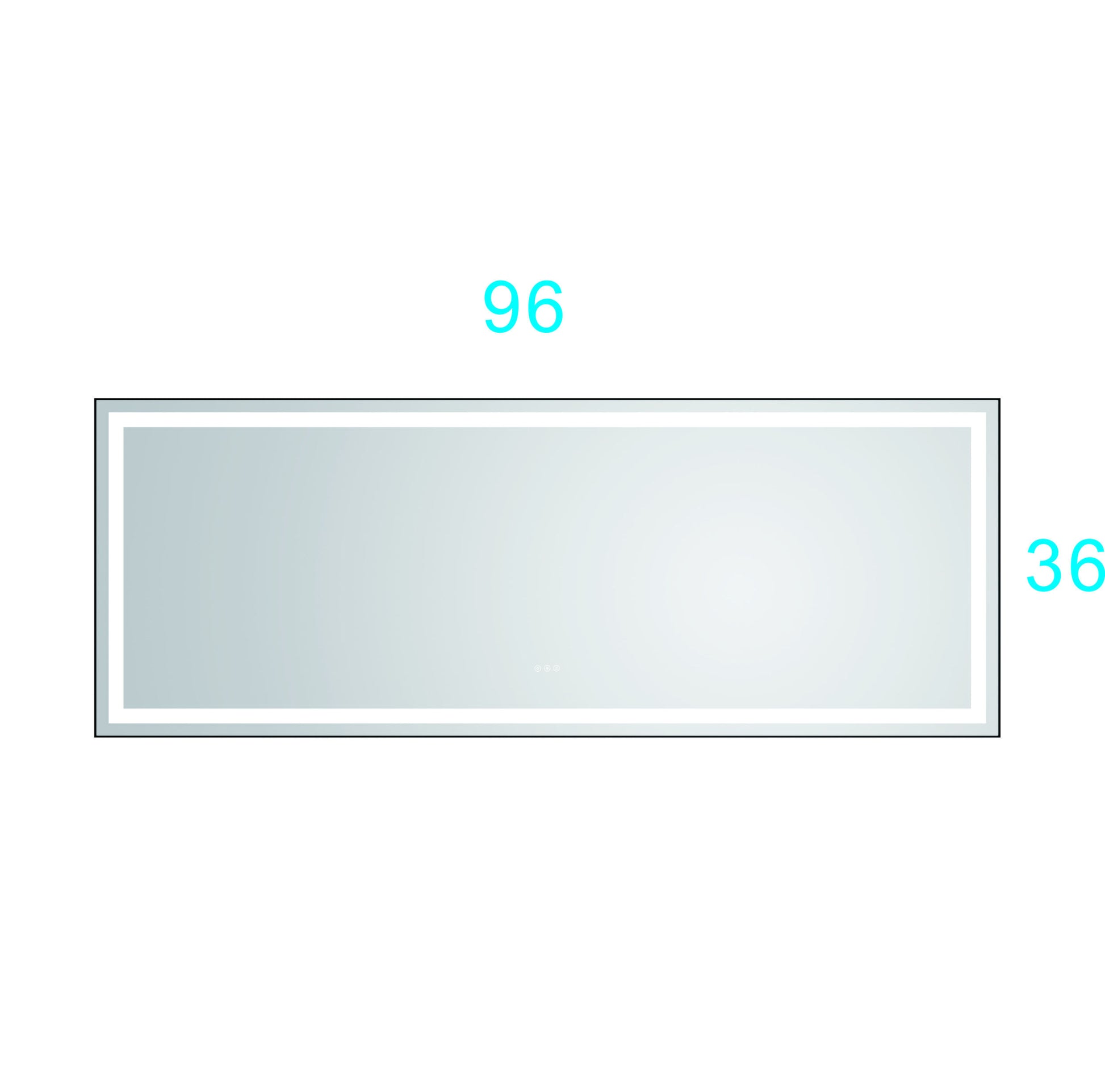 96*36 in bathroom led mirror is multi functional and matte black-aluminium