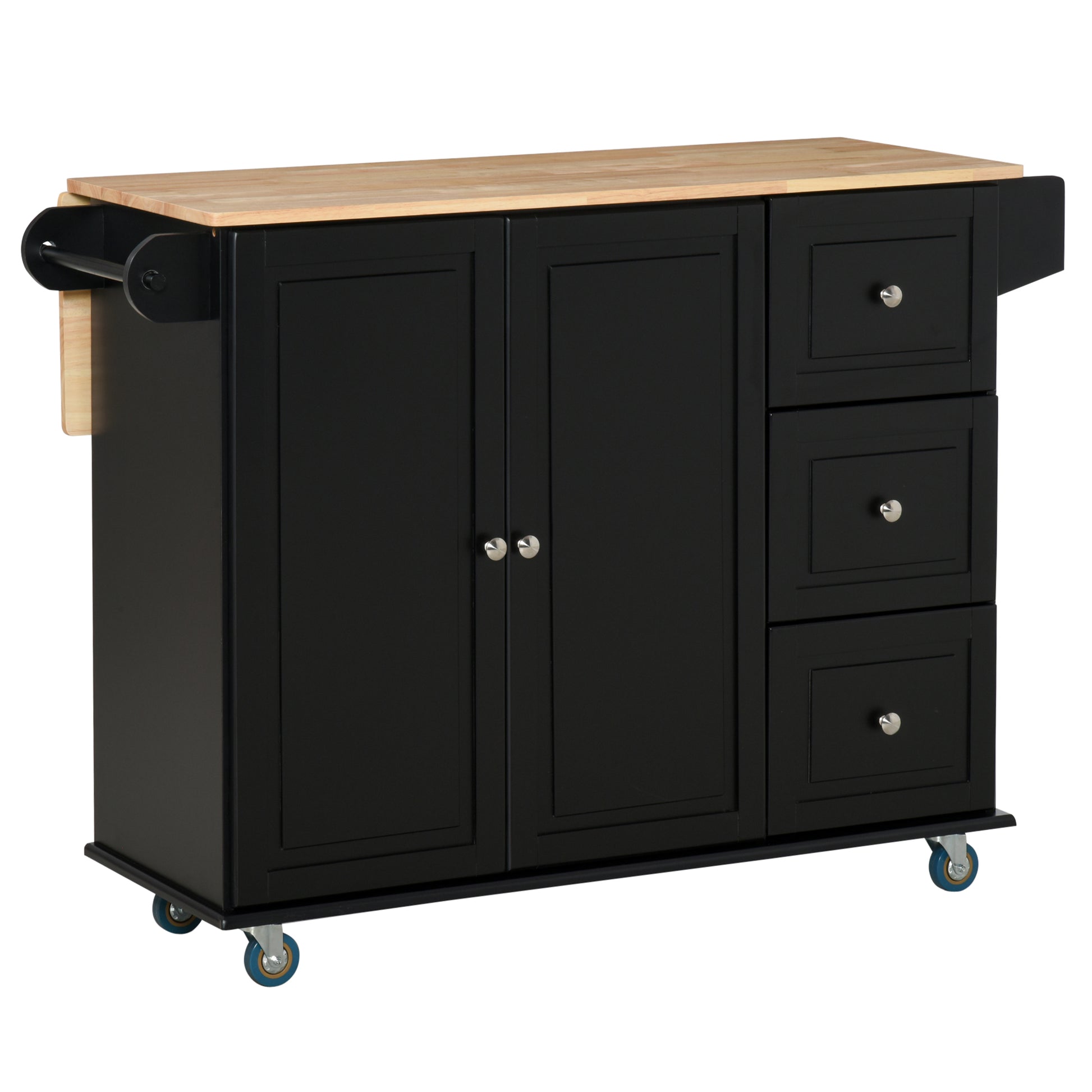 Mobile Kitchen Island with Drop Leaf, Storage