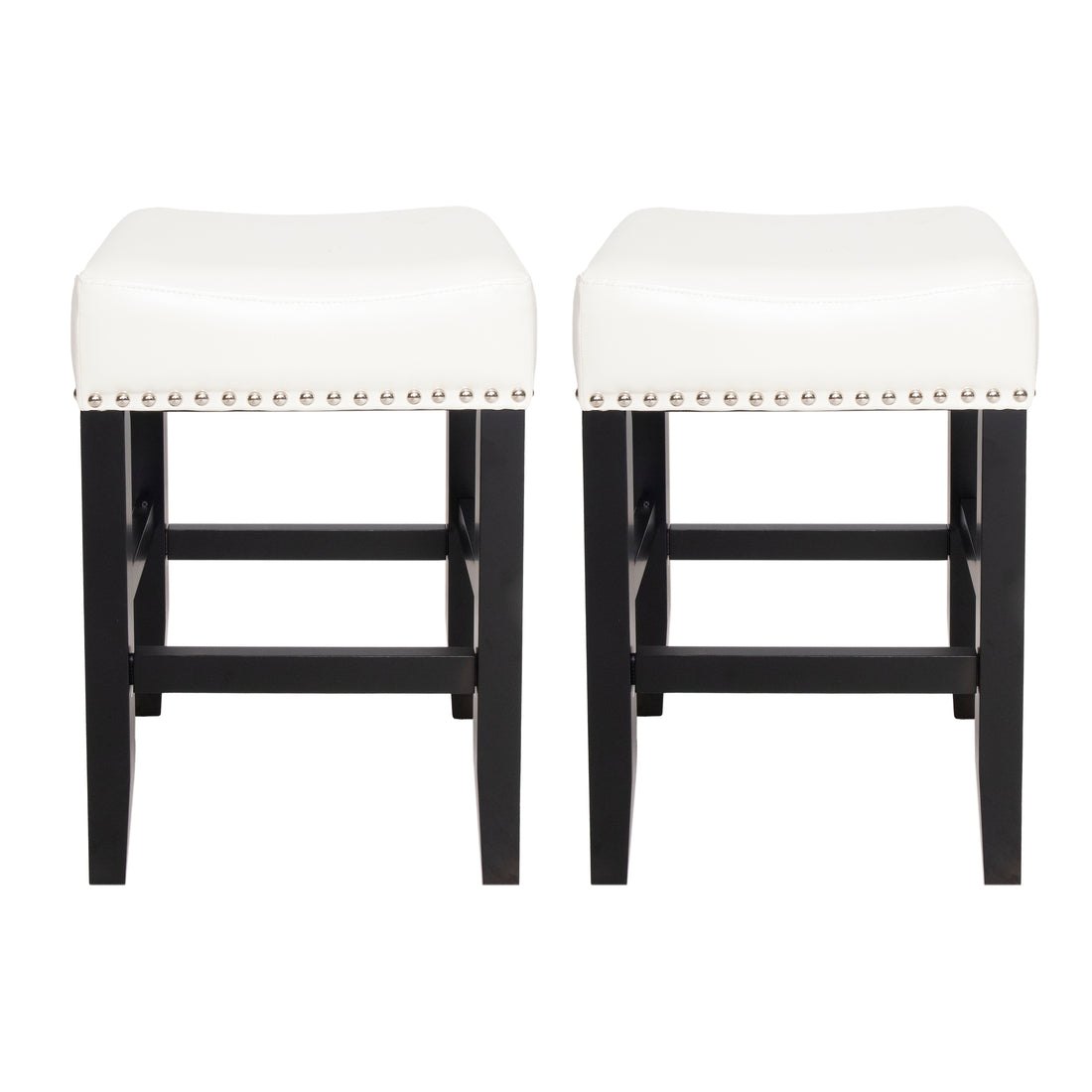 26 Inch Backless Ivory Leather Counter Stool Set Of 2 Ivory Leather