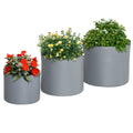 Set Of 3 Outdoor Planter Set, 13 11.5 9In, Mgo Flower Pots With Drainage Holes, Outdoor Ready & Stackable Plant Pot For Indoor, Entryway, Patio, Yard, Garden Dark Gray Magnesium Oxide