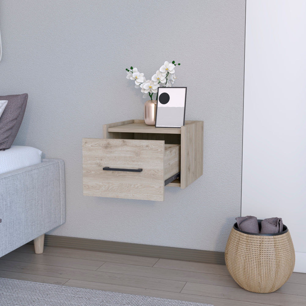 Floating Nightstand Calion, Bedroom, Light Gray Light Gray Particle Board Engineered Wood